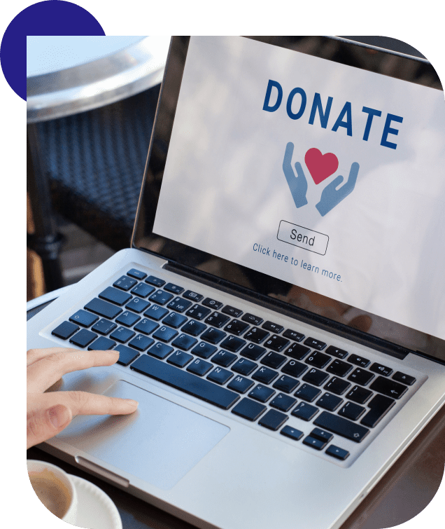 Laptop displaying online donation page.